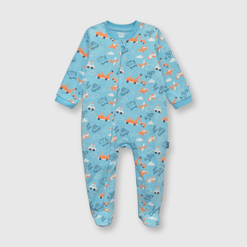 Pijama de bebe niño algodón celeste