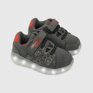 Zapatilla luces glow de niño negro