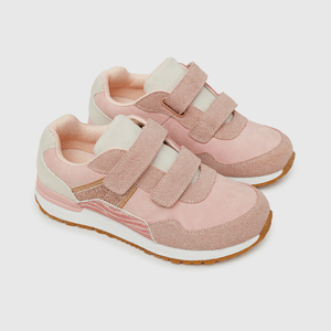 Zapatilla de niña dos velcros jogging rosado
