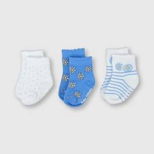 Medias deportivas de bebe niña 3 pack margarita celeste
