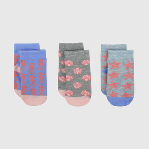 Medias deportivas de bebe niña 3 pack marino celeste
