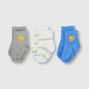 Medias deportivas de bebe niña 3 pack smile celeste