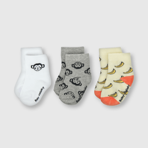 Medias deportivas de bebe niño 3 pack mono blanco