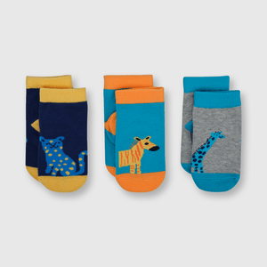 Medias deportivas de bebe niño 3 pack safari gris