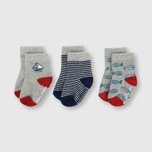 Medias deportivas de bebe niño 3 pack veleros azul
