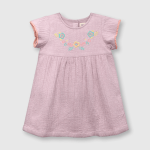 Vestido de bebe niña bordado lila