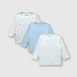 Camiseta de bebe niño 3 pack algodón celeste
