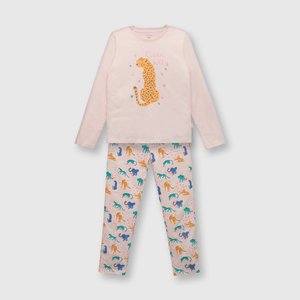 Pijama de niña algodón rosado