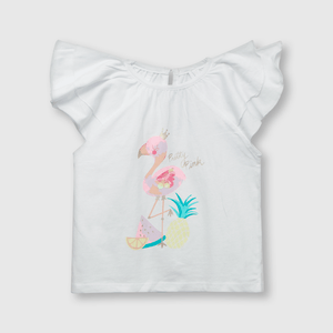 Polo de bebe niña flamenco blanca