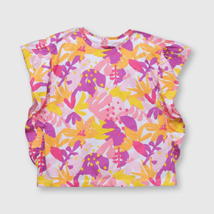 Polo de bebe niña floreada rosada
