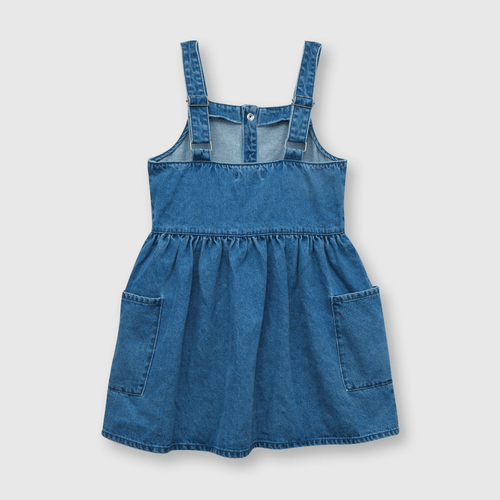 Vestido de niña con botones azul