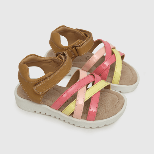 Sandalia de niña velcro multicolor