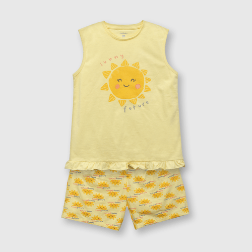 Pijama de niña algodón amarillo