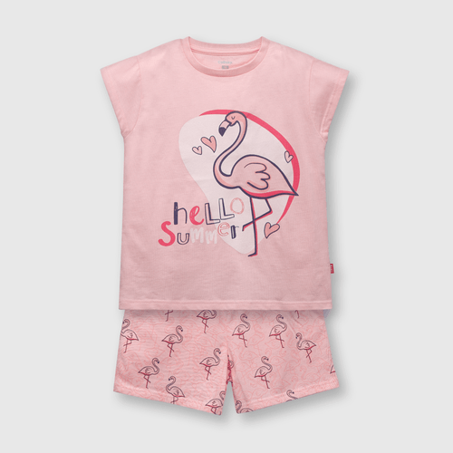Pijama de niña algodón rosado