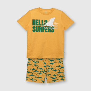 Pijama de niño algodón mostaza