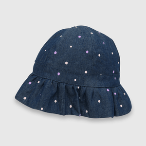 Sombrero de bebe niña mezclilla con vuelo azul