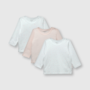 Camiseta de bebe niña 3 pack algodón rosada