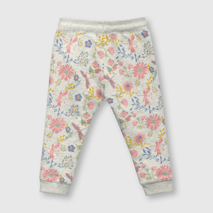 Pantalón de bebé niña flores de bebe niña flores Gris melange