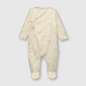 Enterizo de bebé niña cruzado arcoiris beige