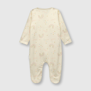 Enterizo de bebé niña cruzado arcoiris beige