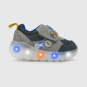 Zapatilla para niño de niño luces velcro caña baja gris