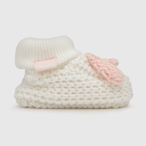 Pantufla para niña niña con aplicación de perro caña media blanca