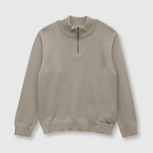 Sweater de niño clasico medio cierre khaki