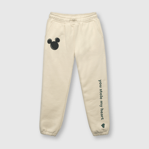 Pantalón de niña Minnie y Mickey beige