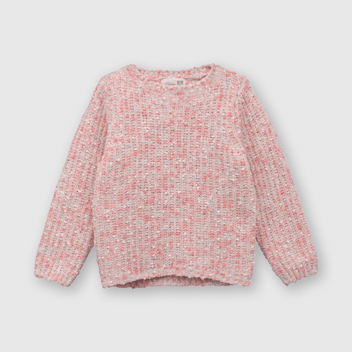 Sweater de bebé niña jaspeado chenille off white