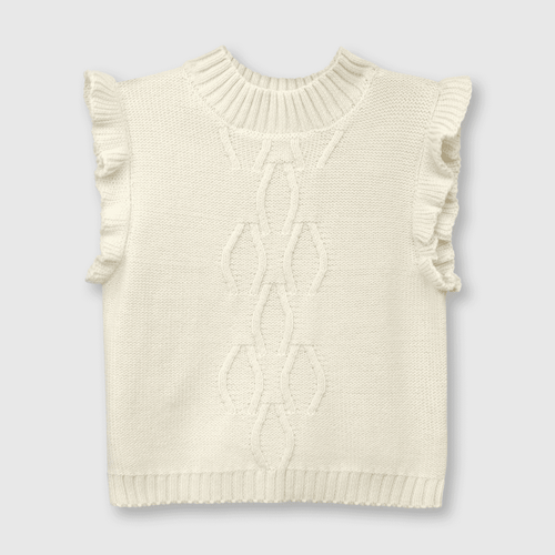Sweater de bebé niña sin mangas light beige