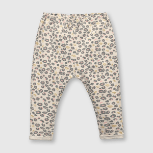Pantalón de bebé niña de buzo animal print beige