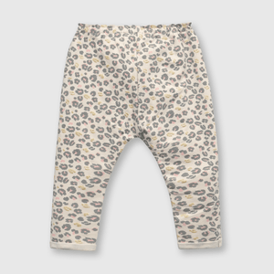 Pantalón de bebé niña de buzo animal print beige