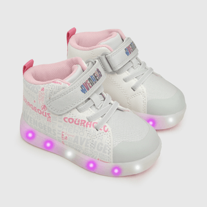 Zapatilla para niña de niña velcro elástico luces marvel gris
