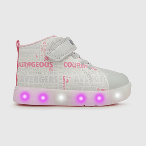 Zapatilla para niña de niña velcro elástico luces marvel gris