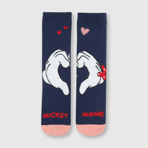 Medias de niña antideslizante Minnie y Mickey Denim