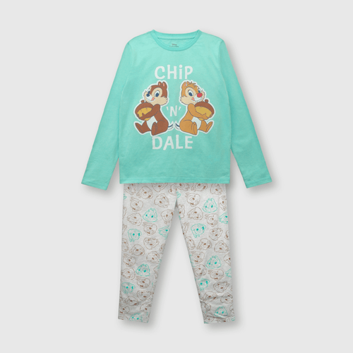 Pijama de niña de algodón Chip & Dale aqua