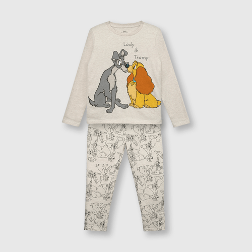 Pijama de niña de algodón Lady and Tramp beige