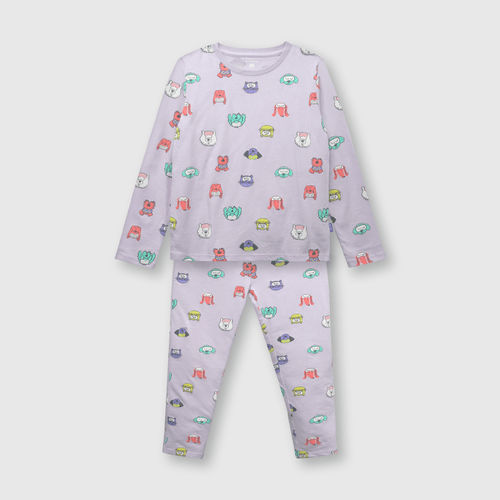 Pijama de niña de algodón lila