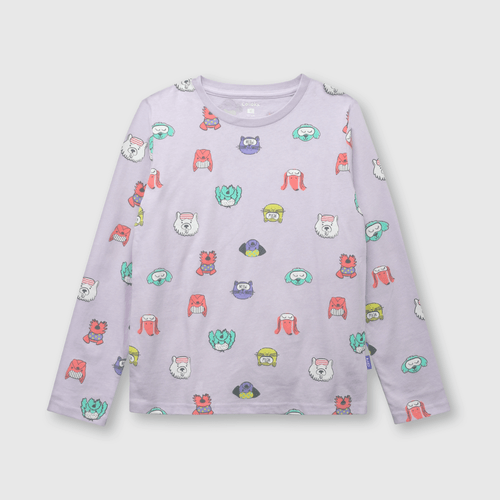 Pijama de niña de algodón lila