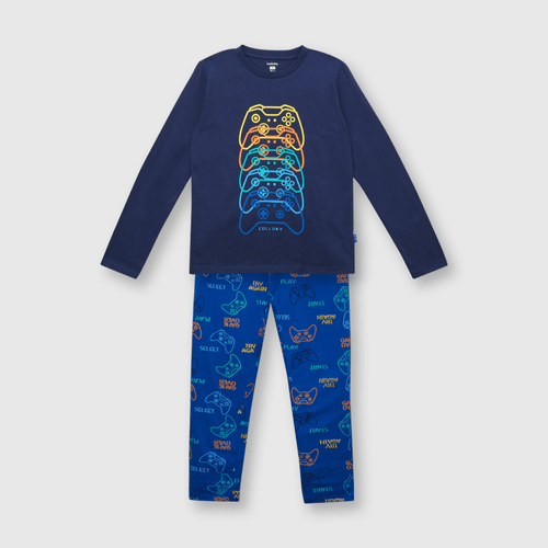 Pijama de niño de algodón azul / blue