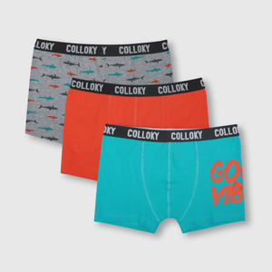 Boxer de niño 3 pack tiburon gris