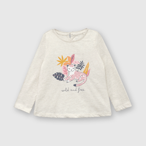 Polo de bebé niña felino light beige