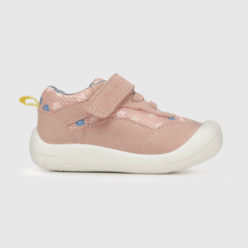 Zapatilla de bebé niña estampada flores dark pink