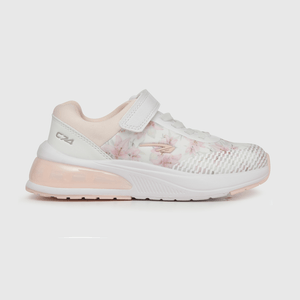 Zapatilla de niña deportiva estampada flores blanco / white
