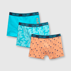 Boxer de niño de algodón elsaticado 3 pack aqua