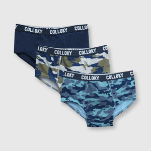 Calzoncillo de niño de algodón elsaticado 3 pack azul / blue