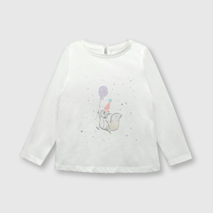 Polo de bebé niña ardilla off white