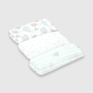 Pañal de bebé niño de muselina 3 pack off white