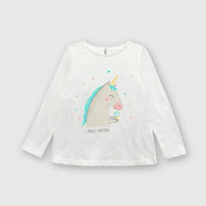 Polo de bebe niña unicornio off white