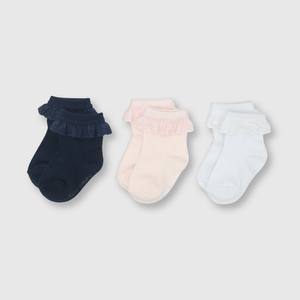 Medias de bebé niña 3 pack blanco / white